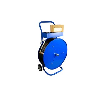 Bandabrollwagen fahrbar blau mit Bremse für PP-Umreifungsband