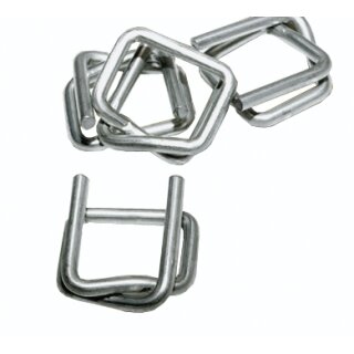 Verschlussklammern aus Stahl für HotMelt Fadenbänder von 13 bis 35 mm