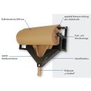 Abroller für Packpapier mit Schlauchbildung und Abrißfunktion für bis zu 600 mm breite Papierrollen
