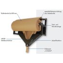 Abroller fr Packpapier mit Schlauchbildung und Abrifunktion fr bis zu 600 mm breite Papierrollen