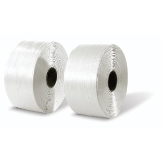 PET-Ballenpressenband: 9 mm, weiß, Kern: 62 mm