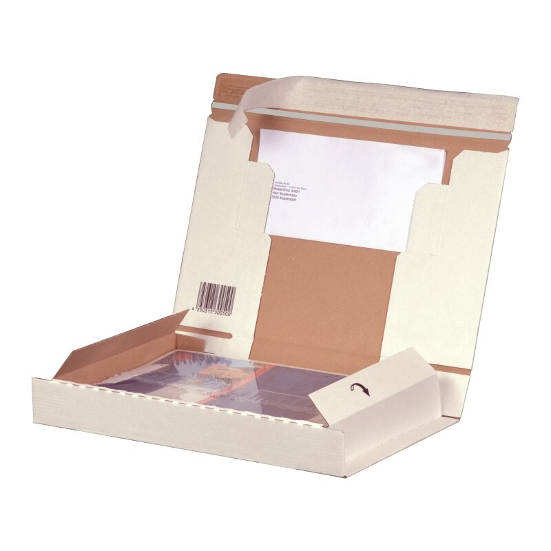 SBP PACKBOX A4, 298 x 215 x 43 mm, sk m. Aufreifaden, wei, portopt., 1 VE = 50 Stck