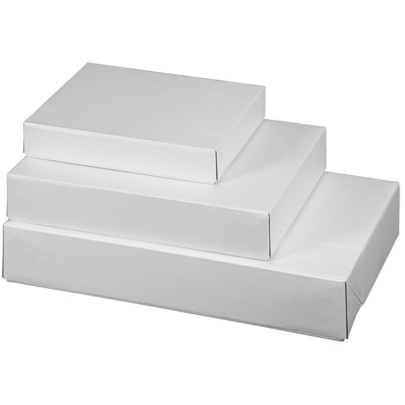 Faltbodenschachtel Klein, 400 x 300 x 80 mm, wiederverschliebar, wei, 20 Stk. gebndelt