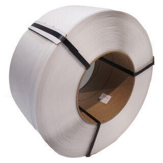 PP-Umreifungsband: 12,0 x 0,50 mm, weiss, Kern: 200 mm